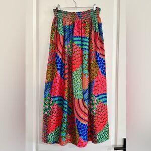 Handmade Soft Cotton Patchwork Print Maxi Skirt - Shirred Waist S/M